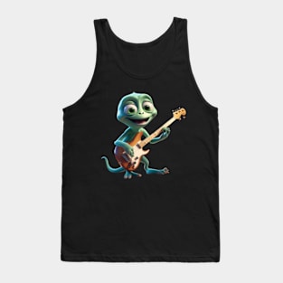 An Alien Cartoon Creature Playing Guitar Tank Top